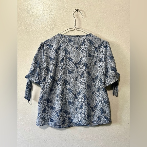 Michael Kors Paisley Wrap Short Sleeve Blouse - Medium - Picture 5 of 9